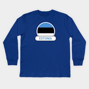 Estonia Country Badge - Estonia Flag Kids Long Sleeve T-Shirt